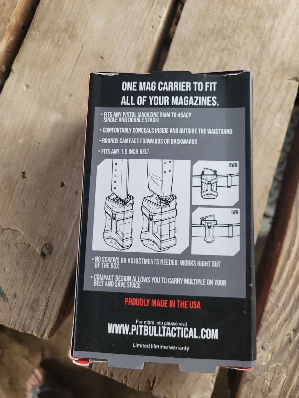 Pitbull Tactical Universal Mag Carrier - Black with Red Accent